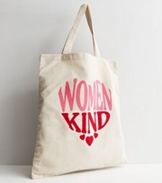 New Look Cream Heart Women Kind Logo Canvas Tote Bag